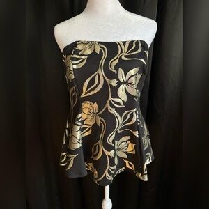 Elegant Black and Gold Floral Blouse